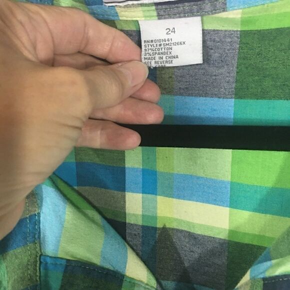 Jamie Nicole Collection size 24 back embellished green blue short sleev… - Picture 3 of 7